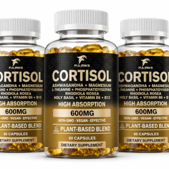 3 premium Cortisol™ bottles displayed together, showcasing a clean, powerful supplement designed to support stress balance, mental clarity, and daily energy