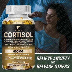Cortisol Supplement, Holy Basil | Ashwagandha | Rhodiola | L-Theanine, Plant-Based Hormone Balance - Mood, Focus & Sleep Support